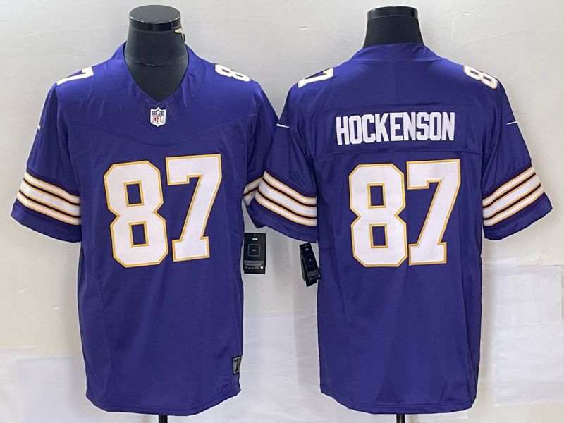 Men Minnesota Vikings #87 Hockenson Purple Nike Throwback Player Game NFL Jersey